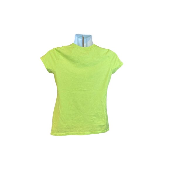 Champion Womens T-Shirt Small Neon Green V-Neck Short Sleeve Cotton Athleisure - Picture 3 of 8